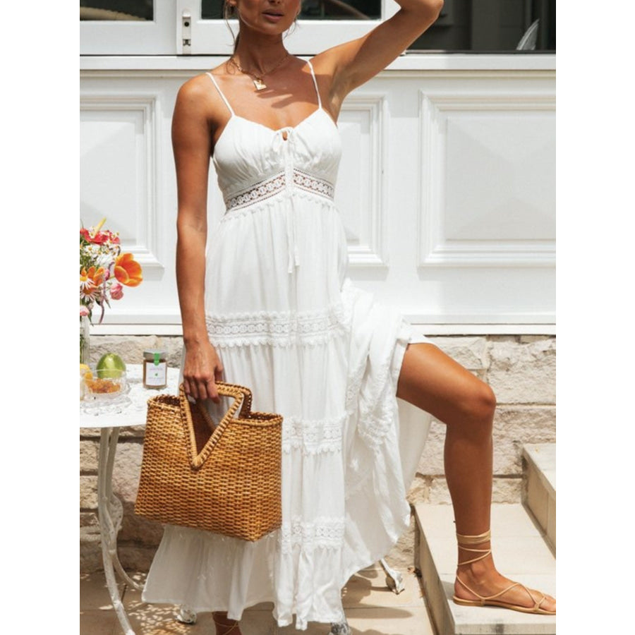 Lace Trimmed Tiered Midi Cami Dress Apparel and Accessories