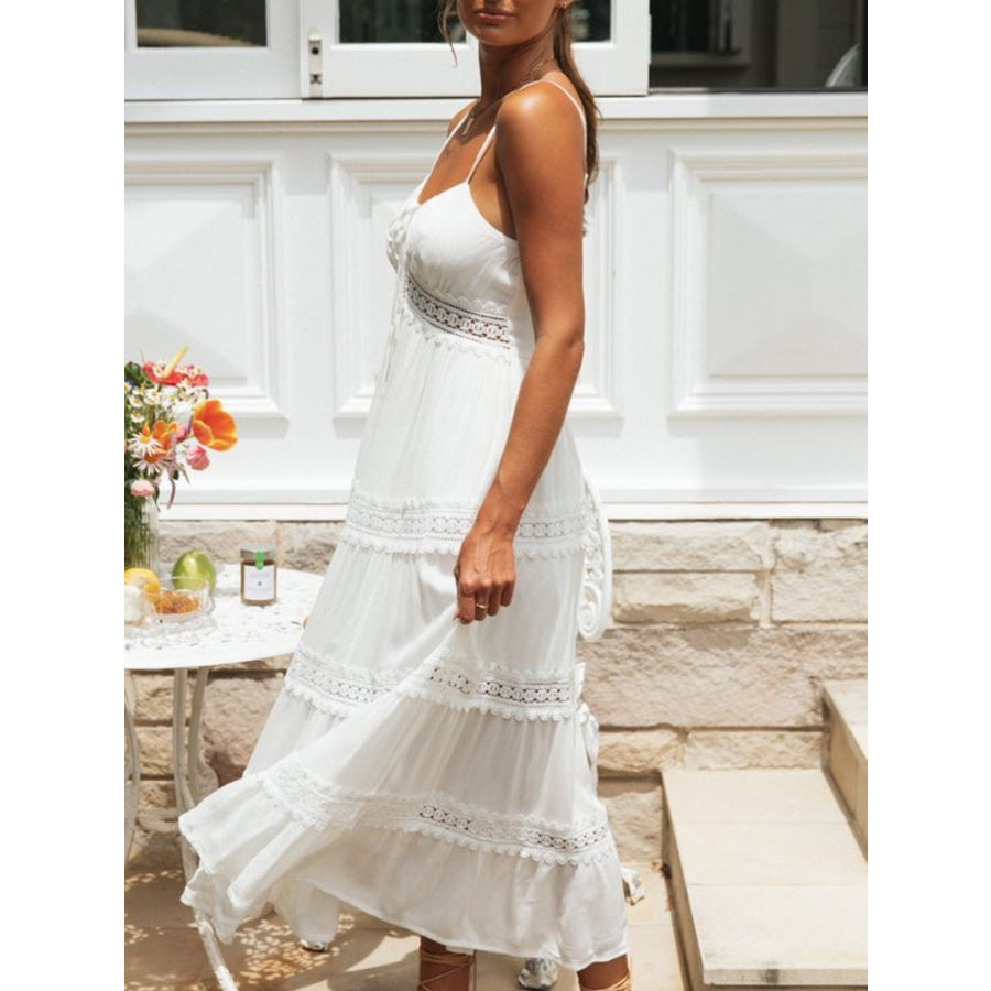 Lace Trimmed Tiered Midi Cami Dress Apparel and Accessories