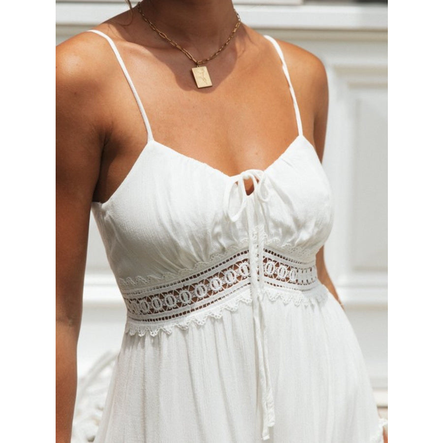 Lace Trimmed Tiered Midi Cami Dress Apparel and Accessories