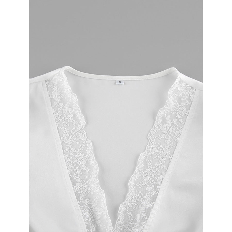 Lace Trimmed Top and Skirt Two-Piece Set Apparel and Accessories