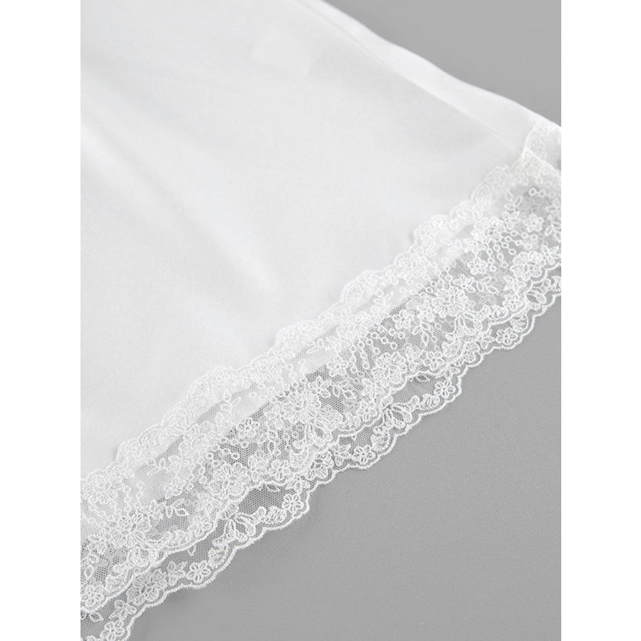 Lace Trimmed Top and Skirt Two-Piece Set Apparel and Accessories