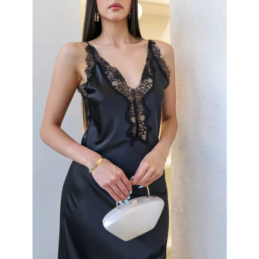 Lace Trimmed Two-Tone Slip Dress Apparel and Accessories