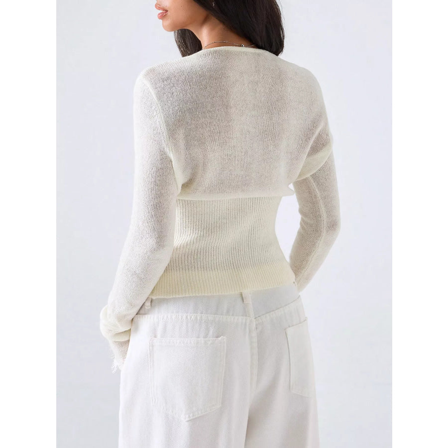 Lace-Trimmed V-Neck Button-Down Cardigan Apparel and Accessories