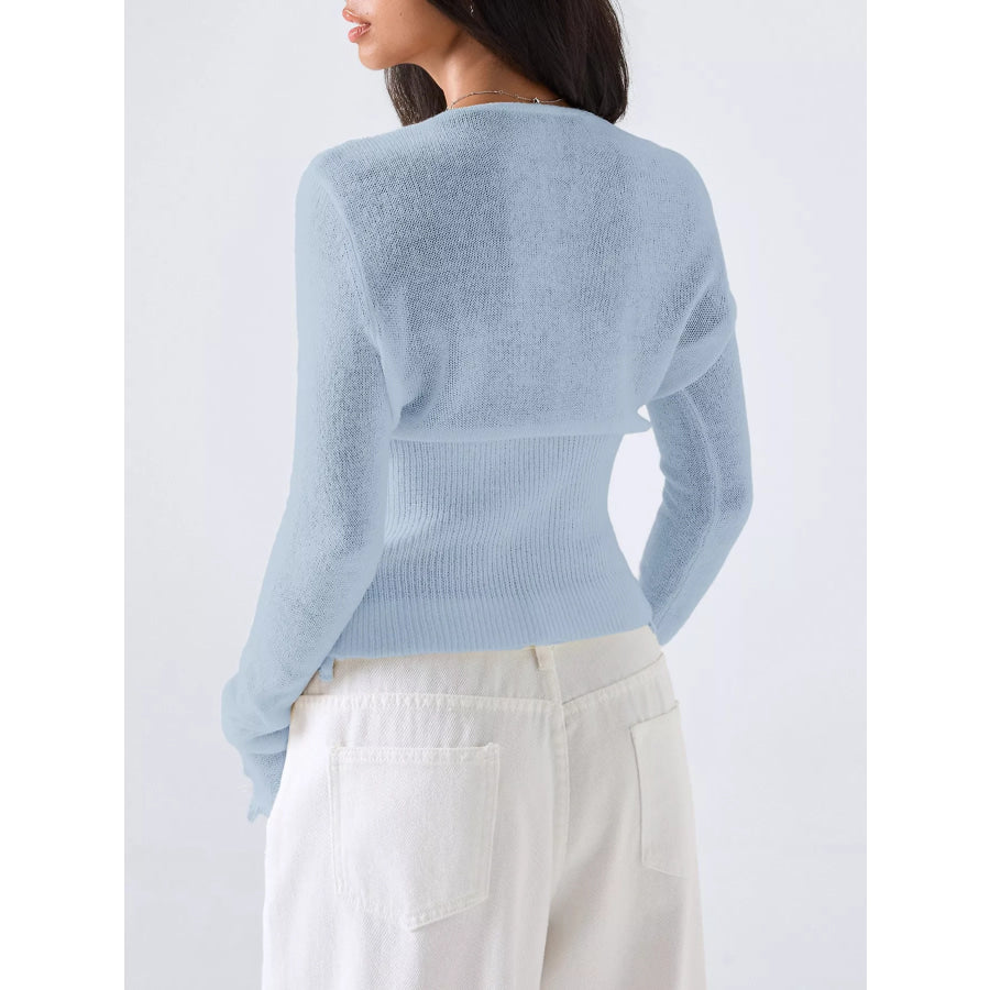Lace-Trimmed V-Neck Button-Down Cardigan Apparel and Accessories