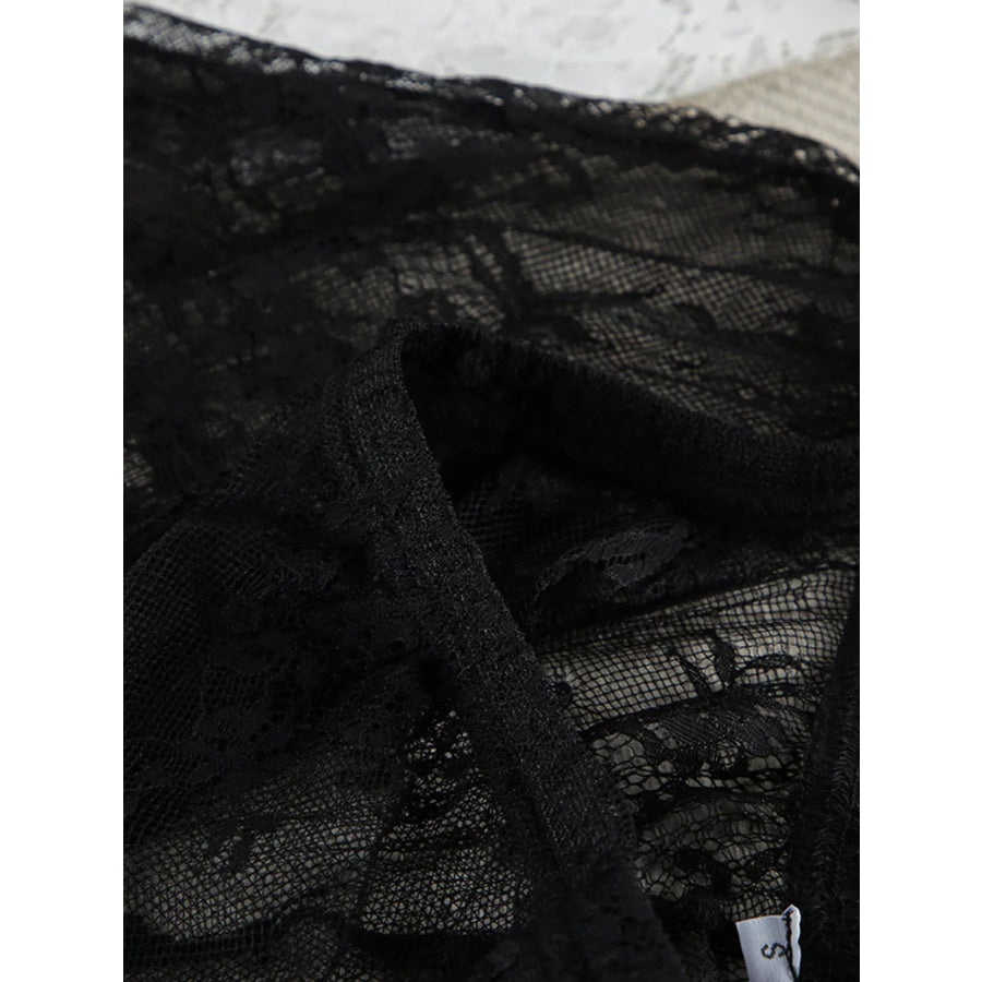 Lace Tube Top & Cardigan and Shorts Three-Piece Lounge Set Apparel and Accessories