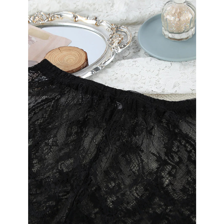 Lace Tube Top & Cardigan and Shorts Three-Piece Lounge Set Apparel and Accessories
