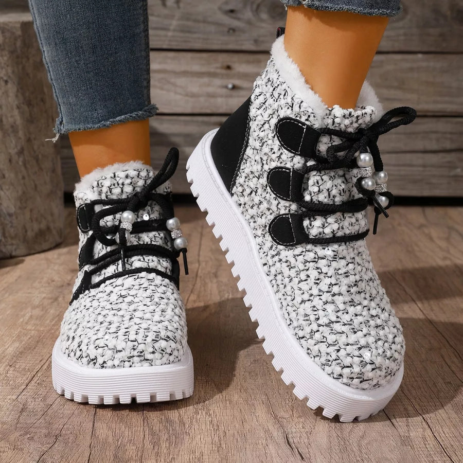 Lace Up Ankle Boots White / 36 Apparel and Accessories