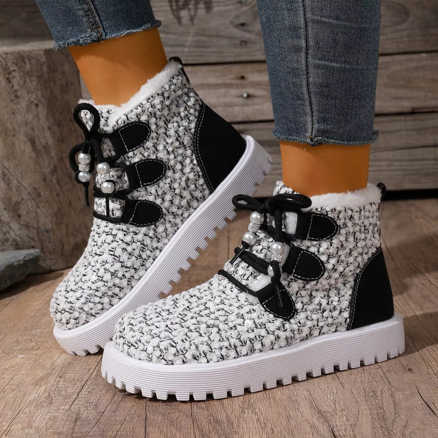 Lace Up Ankle Boots White / 36 Apparel and Accessories