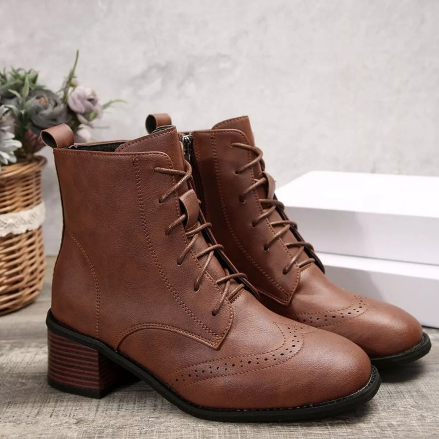 Lace-Up Ankle Boots with Zipper Apparel and Accessories