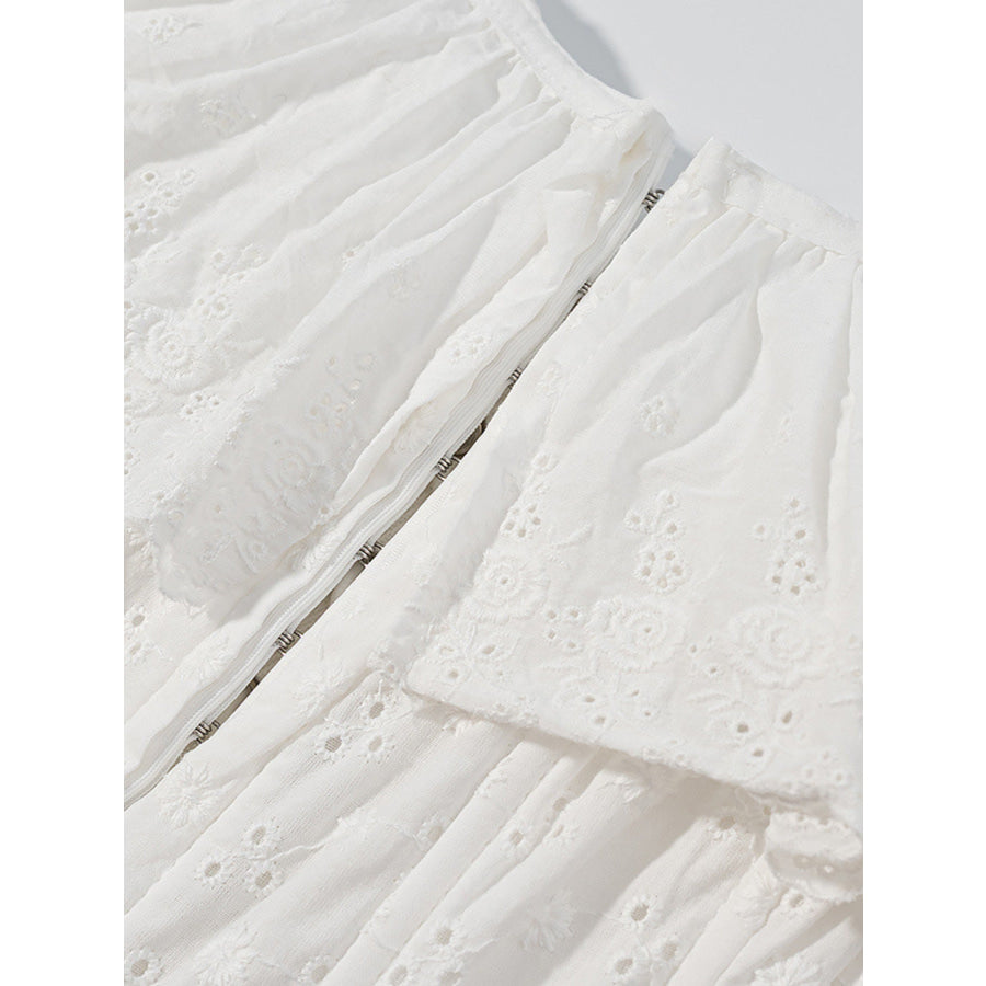 Lace Up Back Eyelet Ruffle Trim Tank Apparel and Accessories