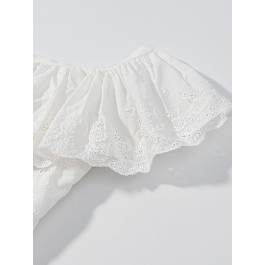 Lace Up Back Eyelet Ruffle Trim Tank Apparel and Accessories
