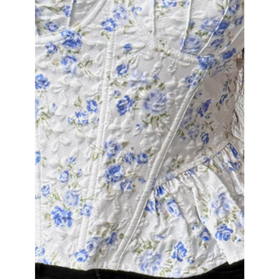 Lace Up Back Floral Print Cami Apparel and Accessories