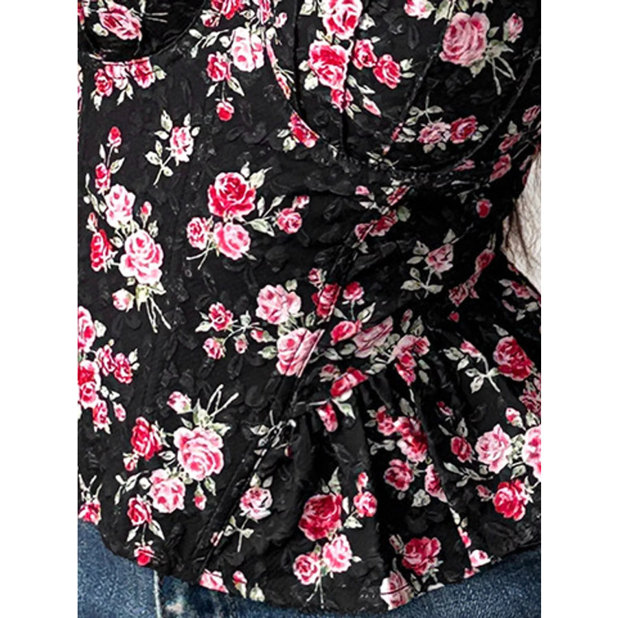 Lace Up Back Floral Print Cami Apparel and Accessories