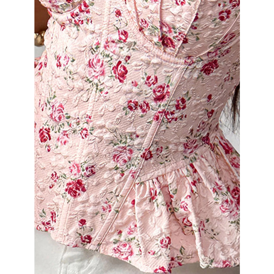 Lace Up Back Floral Print Cami Apparel and Accessories