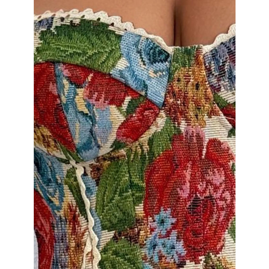 Lace Up Back Printed Cami Apparel and Accessories