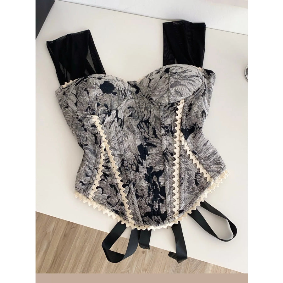 Lace Up Back Printed Cami Apparel and Accessories