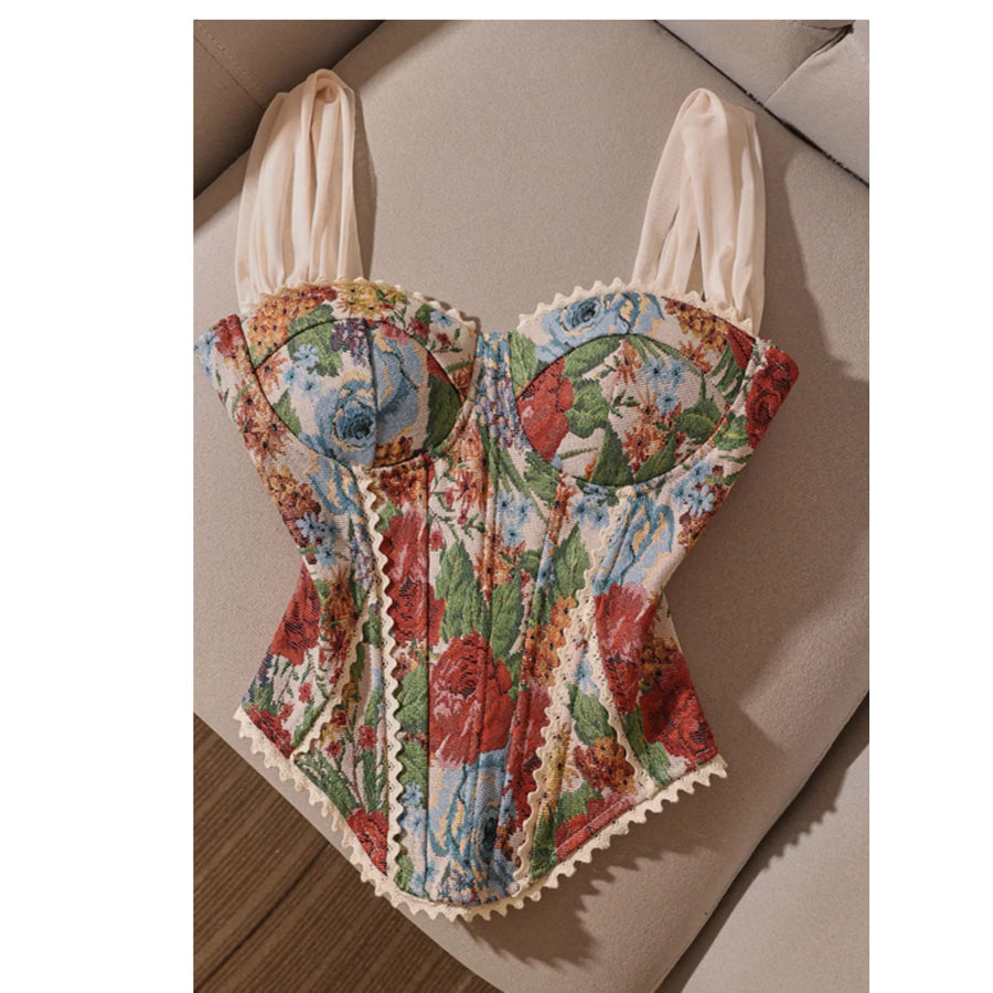 Lace Up Back Printed Cami Apparel and Accessories