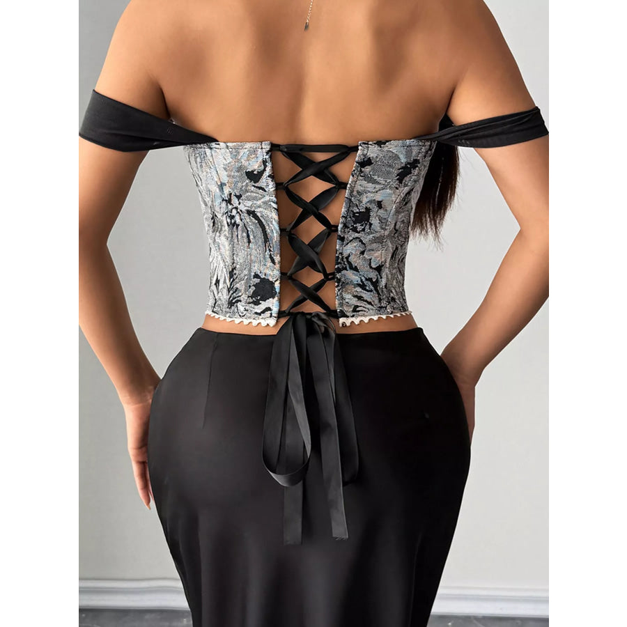 Lace Up Back Printed Cami Apparel and Accessories