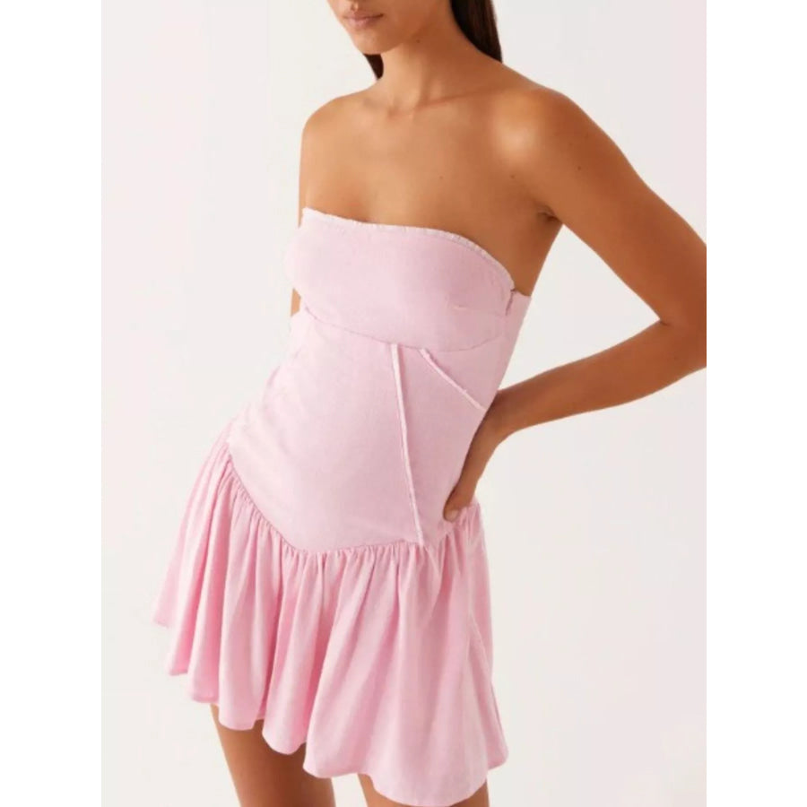 Lace Up Back Tube Dress Apparel and Accessories