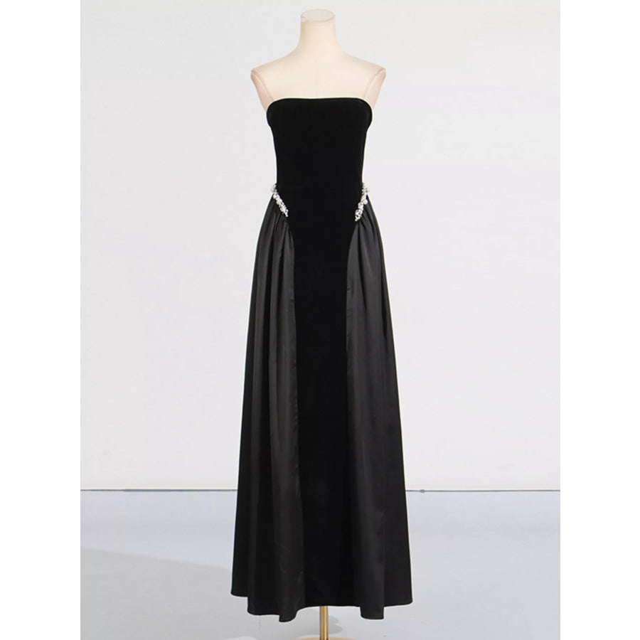 Lace Up Back Tube Maxi Dress Apparel and Accessories