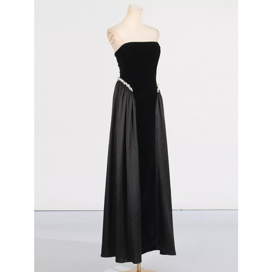 Lace Up Back Tube Maxi Dress Apparel and Accessories
