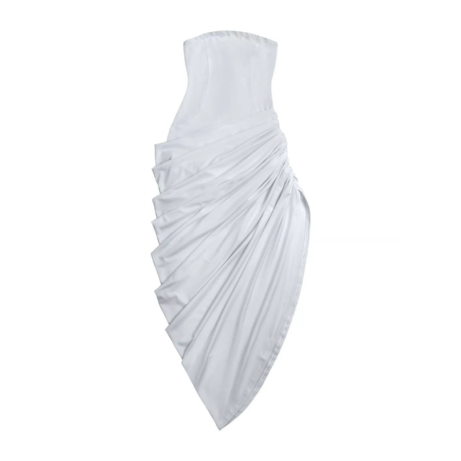 Lace Up Back Tube Midi Dress Apparel and Accessories