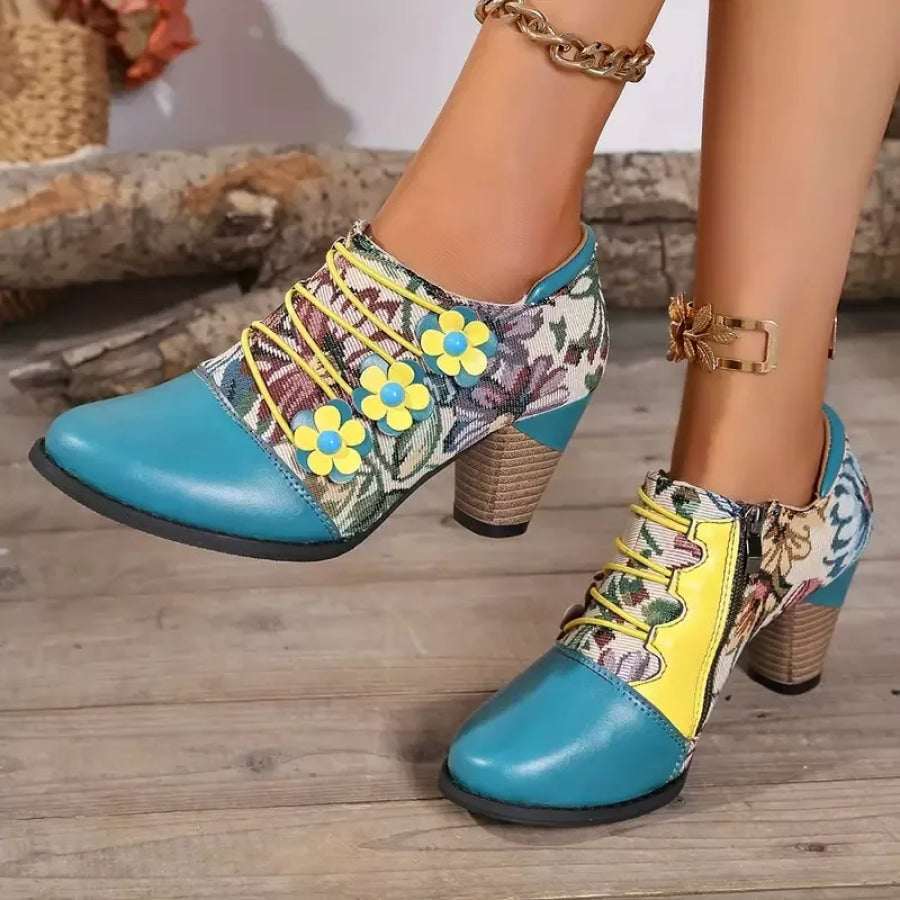 Lace-Up Block Heel Ankle Boots Apparel and Accessories