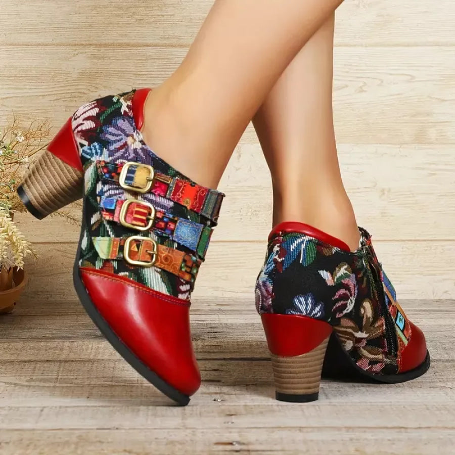 Lace-Up Block Heel Ankle Boots Apparel and Accessories