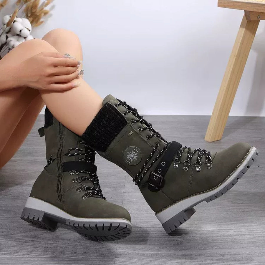 Lace Up Block Heel Boots Apparel and Accessories