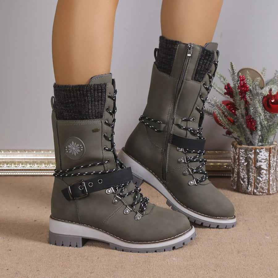 Lace Up Block Heel Boots Apparel and Accessories