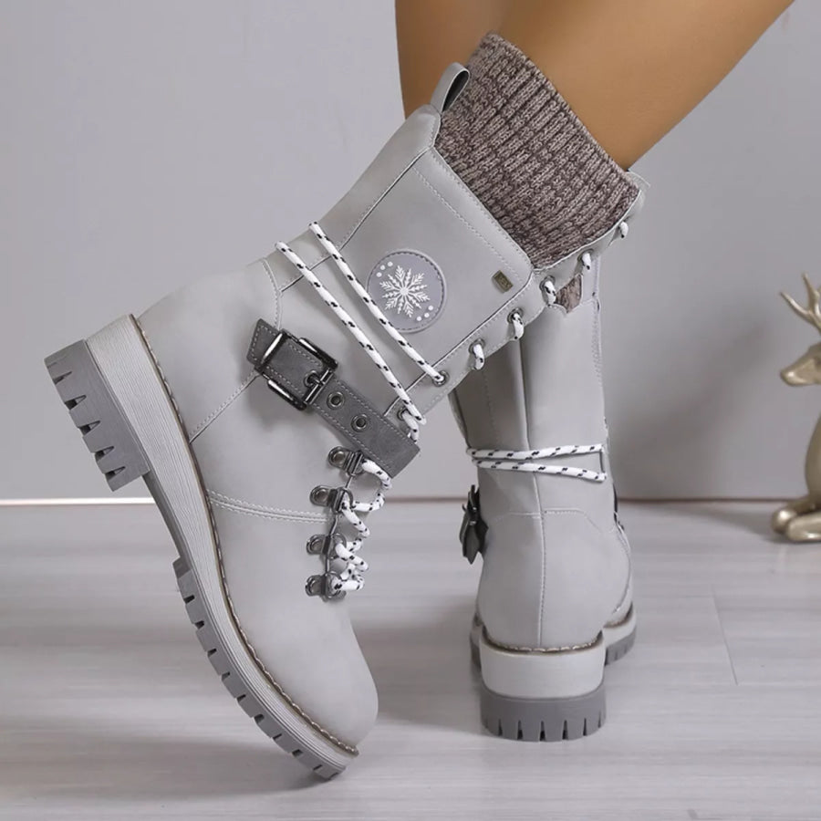 Lace Up Block Heel Boots Apparel and Accessories