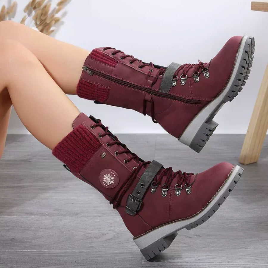 Lace Up Block Heel Boots Apparel and Accessories