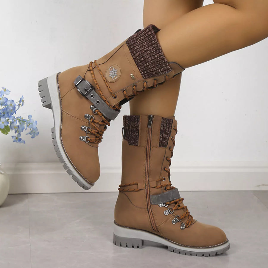 Lace Up Block Heel Boots Apparel and Accessories