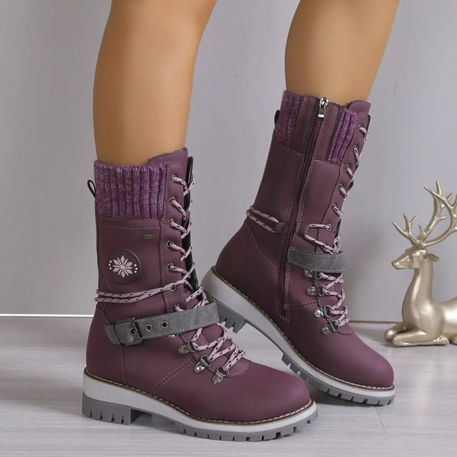 Lace Up Block Heel Boots Apparel and Accessories