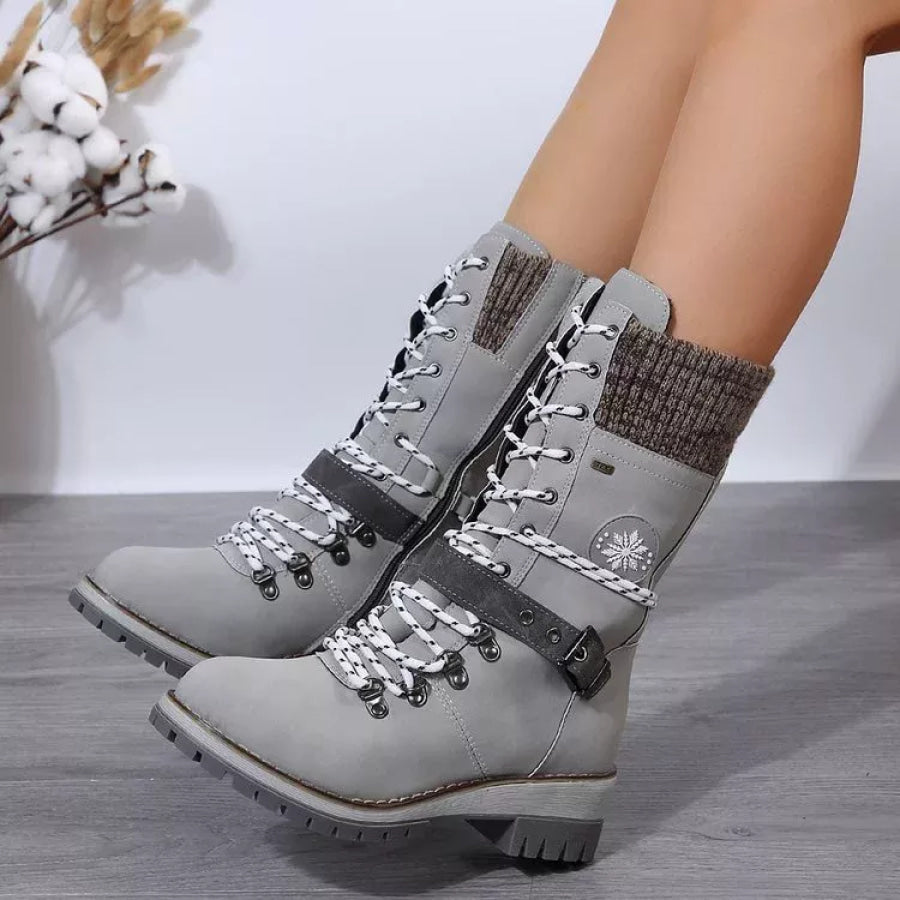 Lace Up Block Heel Boots Apparel and Accessories