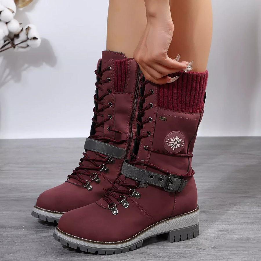Lace Up Block Heel Boots Apparel and Accessories