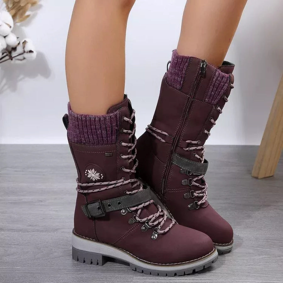 Lace Up Block Heel Boots Apparel and Accessories