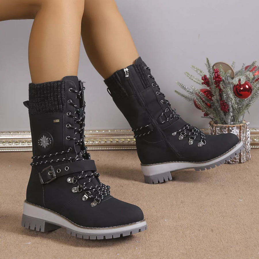 Lace Up Block Heel Boots Apparel and Accessories