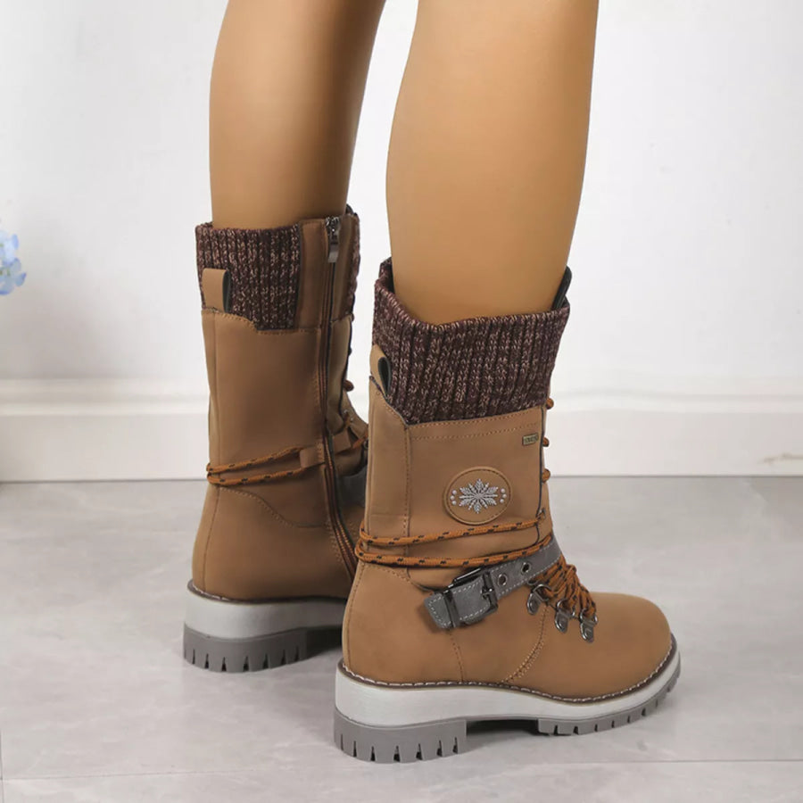 Lace Up Block Heel Boots Apparel and Accessories