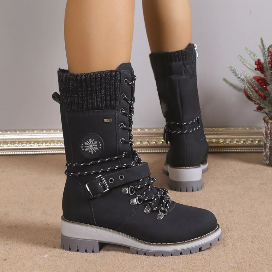 Lace Up Block Heel Boots Apparel and Accessories