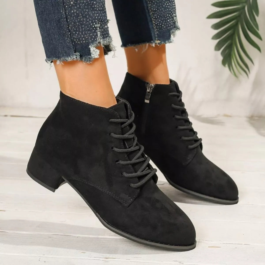 Lace-Up Block Heel Boots Apparel and Accessories