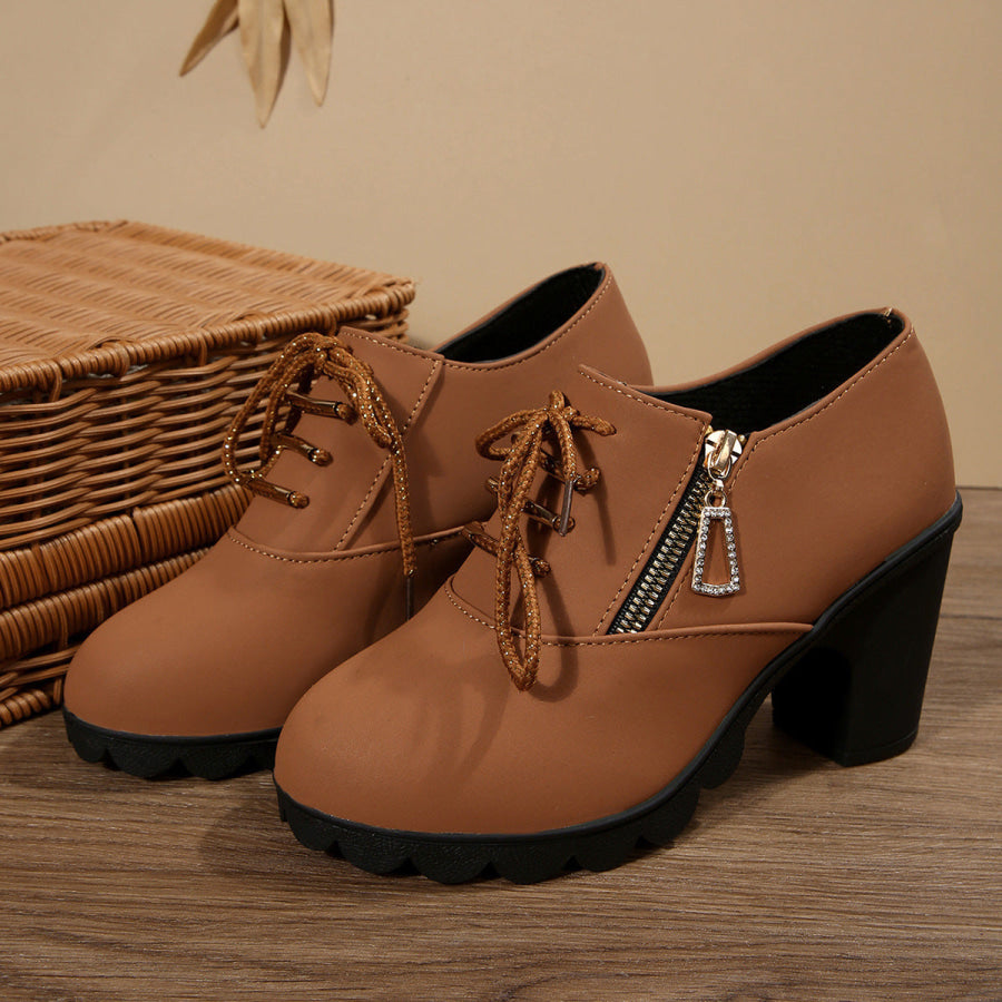 Lace-Up Block Heel Pumps Apparel and Accessories