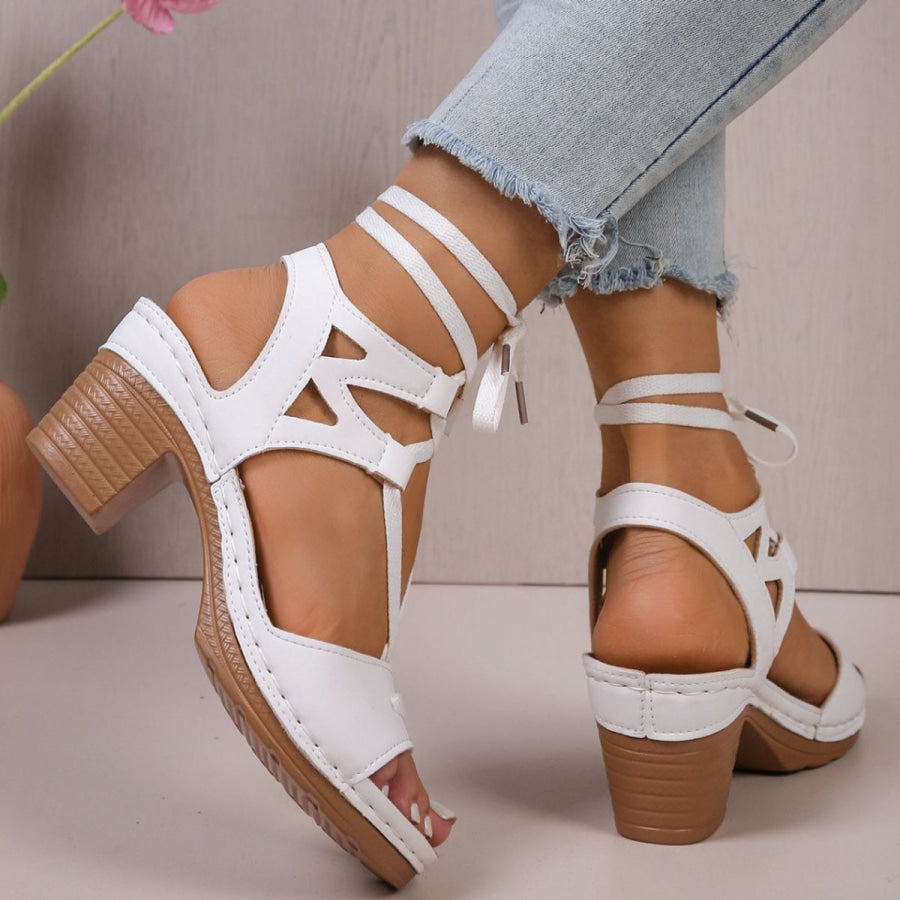 Lace-Up Block Heel Sandals Apparel and Accessories