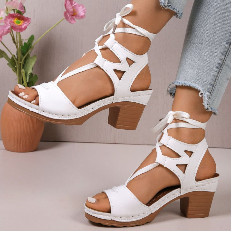 Lace-Up Block Heel Sandals Apparel and Accessories