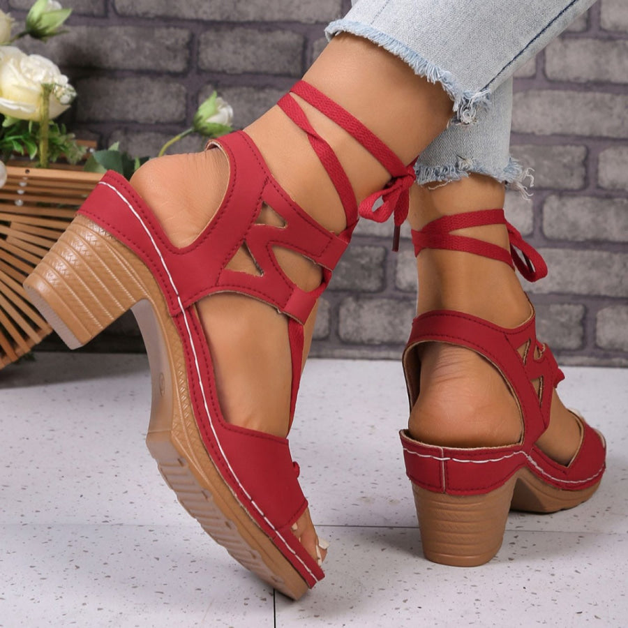Lace-Up Block Heel Sandals Apparel and Accessories