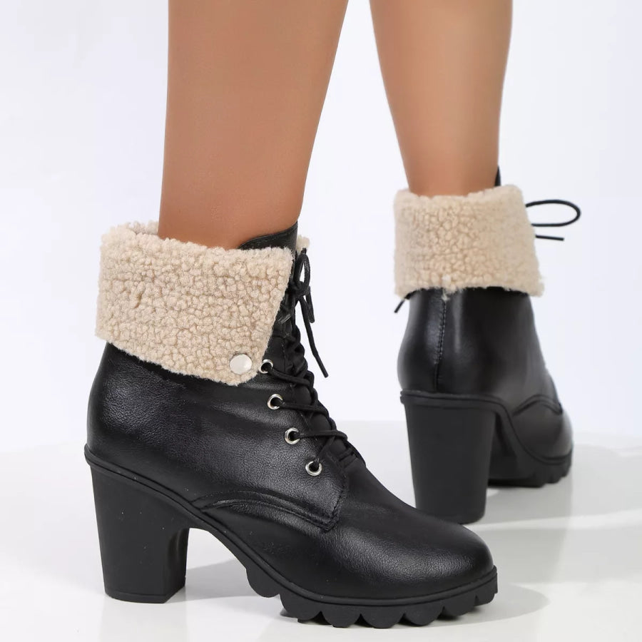 Lace Up Block Heels Boots Apparel and Accessories