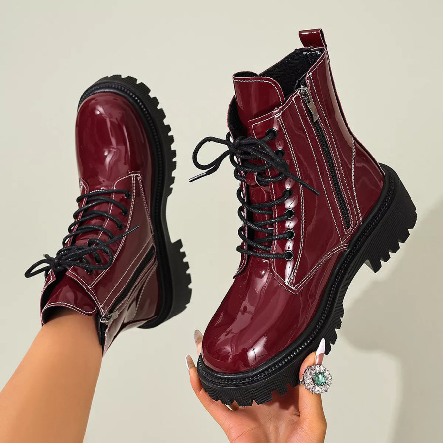 Lace Up Block Heels Boots Apparel and Accessories