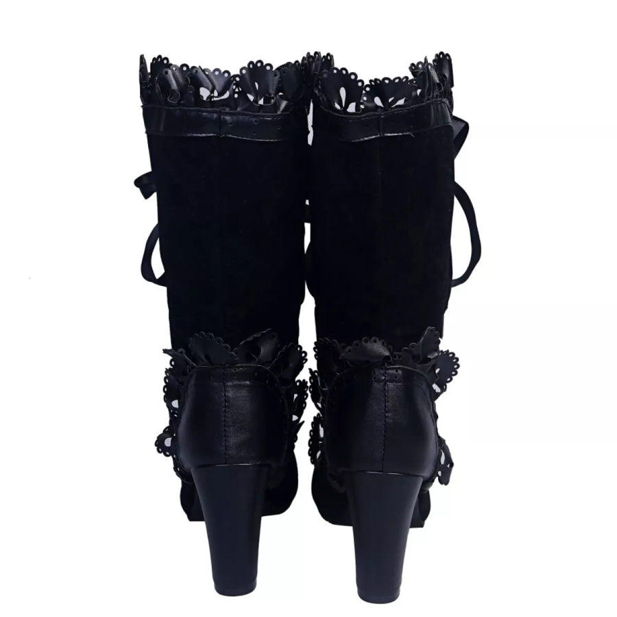 Lace Up Block Heels Boots Apparel and Accessories