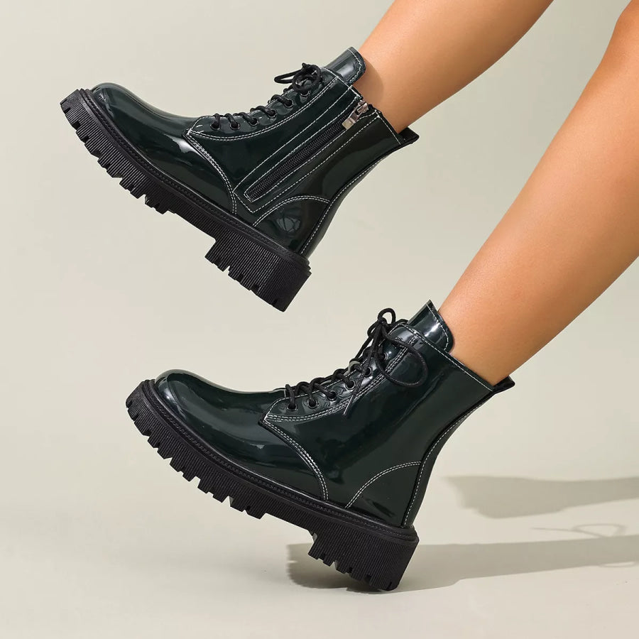 Lace Up Block Heels Boots Apparel and Accessories
