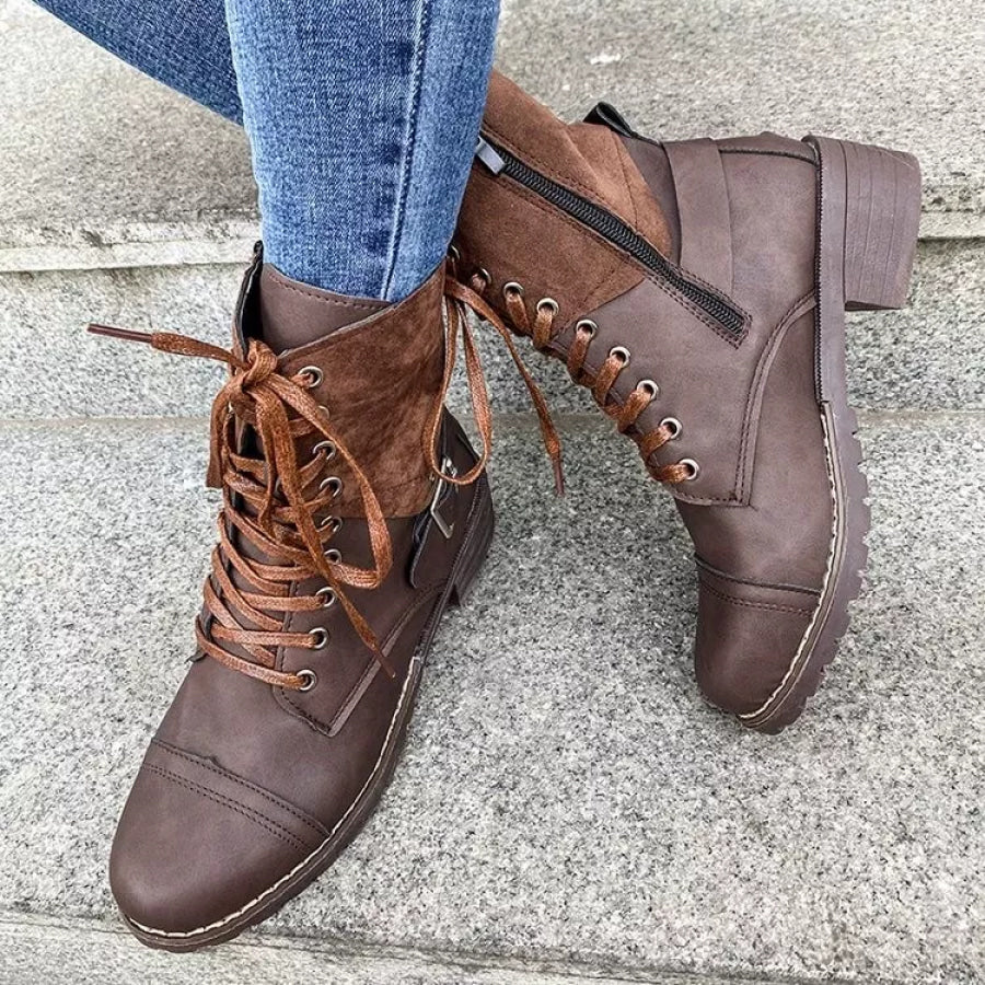 Lace-Up Block Heels Boots Apparel and Accessories